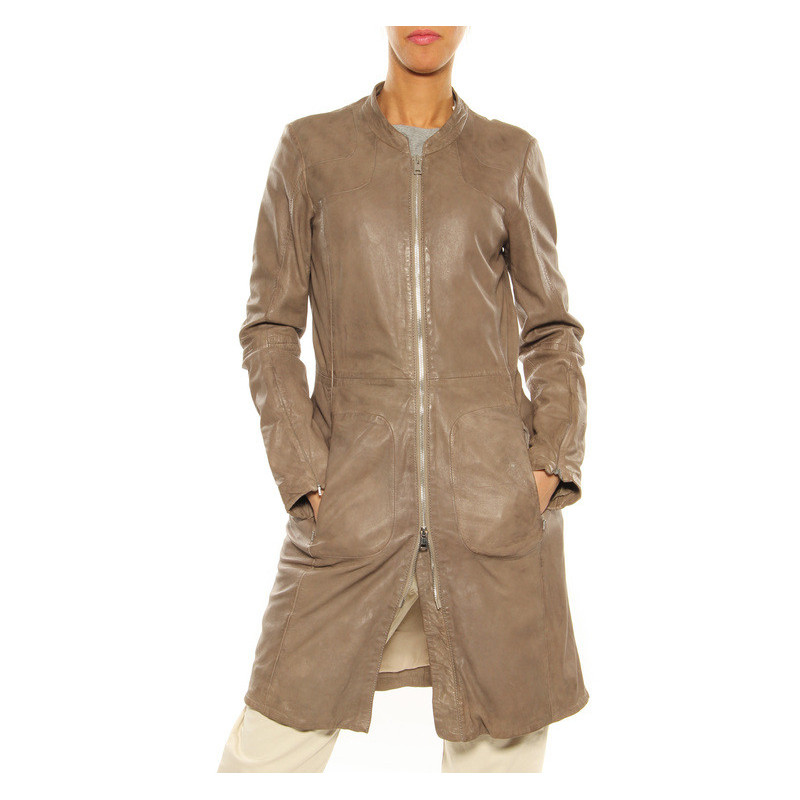 Leather coat ”Pure” Oakwood grey